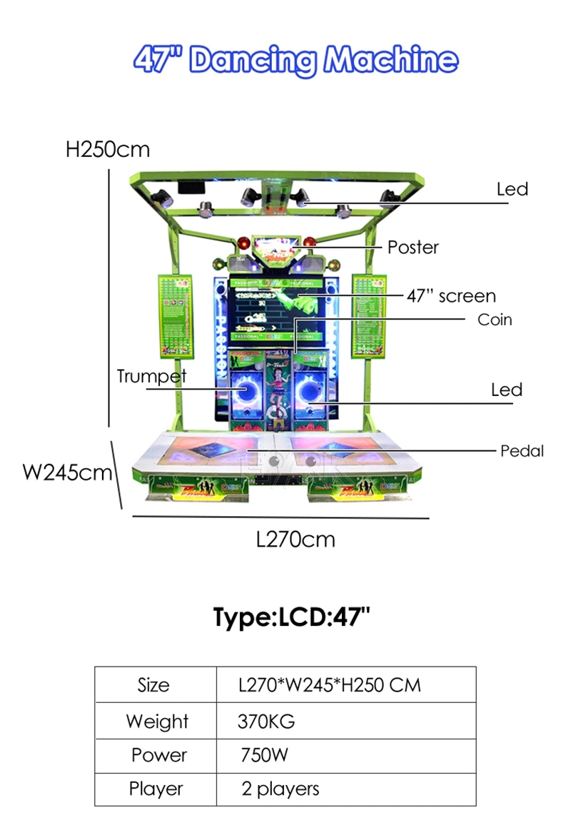 47" Dancing Machine Coin Operated Game Machine Arcade Dance Pump Dance Machine