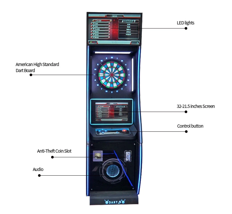 Coin Operated Indoor Sport Arcade Electronic Dart Game Machine with LED for Sale